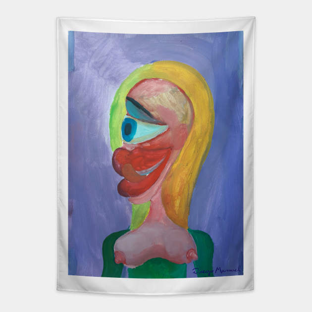blonde cubist girl 4 Tapestry by diegomanuel