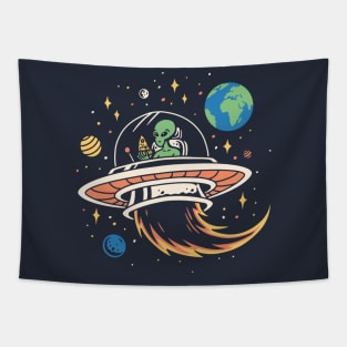 Alien looking for pizza Tapestry