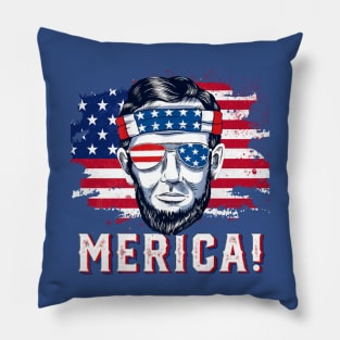 4th Of July, MERICA Abraham Lincoln Pillow