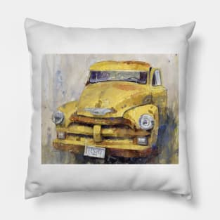 Vintage Old Truck- Yellow Pillow