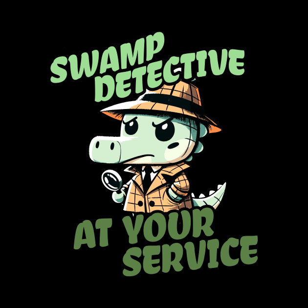 Swamp Detective at your Service Investigator Crocodile by DoodleDashDesigns