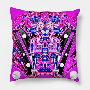 mayan astronaut alien in mictlan ecopop pattern Pillow