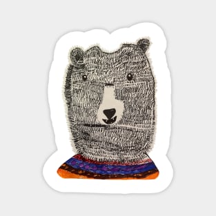 Fuzzy bear face kids art Magnet