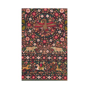 Vintage Indian Floral Rug with Birds and Animals T-Shirt