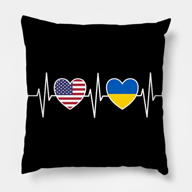 USA And Ukraine Ukrainian Flag Flags Pillow by Anfrato