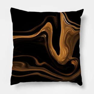 Soft Golden Flow - Digital Liquid Paint Swirls Pillow