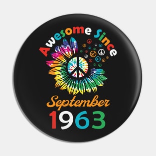 Funny Birthday Quote, Awesome Since September 1963, Retro Birthday Pin