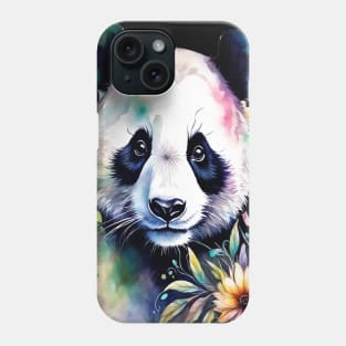 Fantasy, Watercolor, Panda Bear With Flowers and Butterflies Phone Case