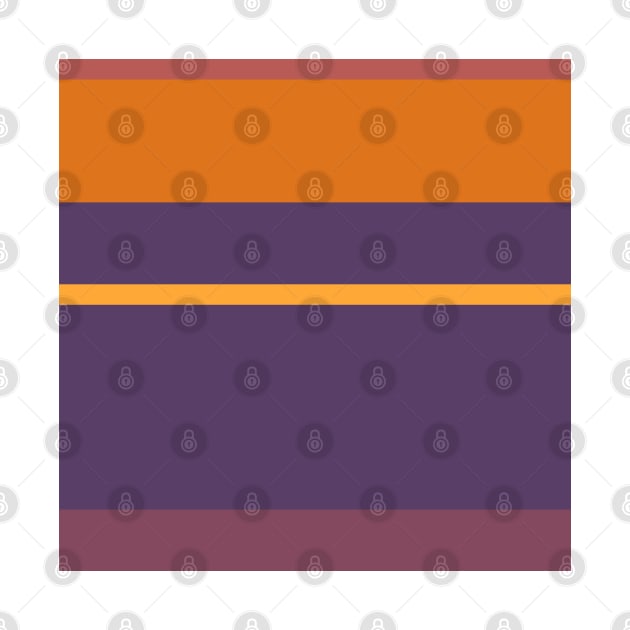 A pretty patchwork of Grape, Deep Ruby, Dark Salmon, Brownish Orange and Yellow Orange stripes. by Sociable Stripes