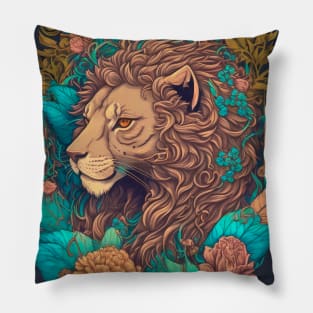 Lion and Flowers Pillow