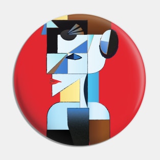 Woman Face Cubist Art Pin