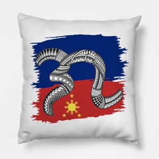 Philippine Flag Tribal line Art / Baybayin word GA Pillow