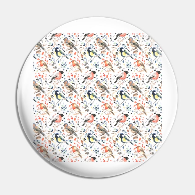 Garden Birds Print Pin by LThomasDesigns