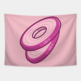 Floating Onion Slice Cartoon Tapestry