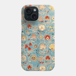 Uzbekistan Blue Ground Vintage Suzani Phone Case