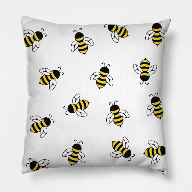 Little bees print Pillow by From Mars