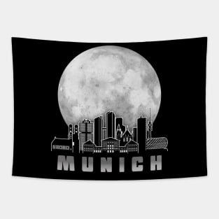 Munich Germany Skyline Full Moon Tapestry