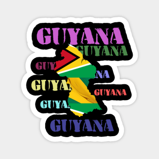 Guyana map multi color text Design! Magnet