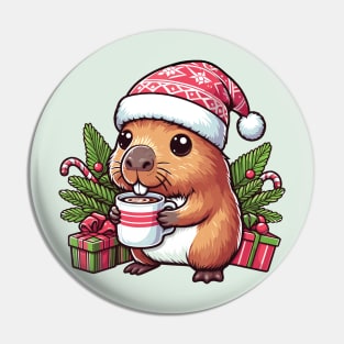 Festive capybara Pin