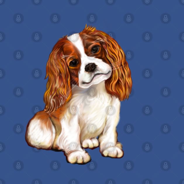 Cavalier King Charles spaniel cute tan and white puppy dog - puppy love by Artonmytee