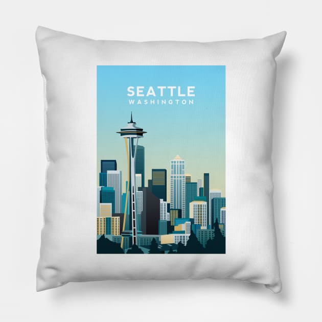 Seattle, Washington USA Pillow by typelab