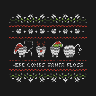 Ugly Christmas Sweater Here Comes Santa Floss T-Shirt