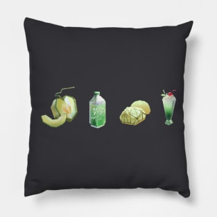 melon, melon soda, melonpan, melon soda float Pillow