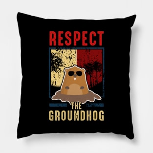 Cute Respect The Groundhog Funny Groundhog Day Pillow