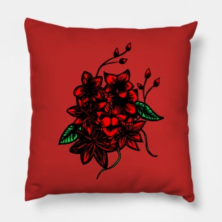 Red floral bouquet Pillow