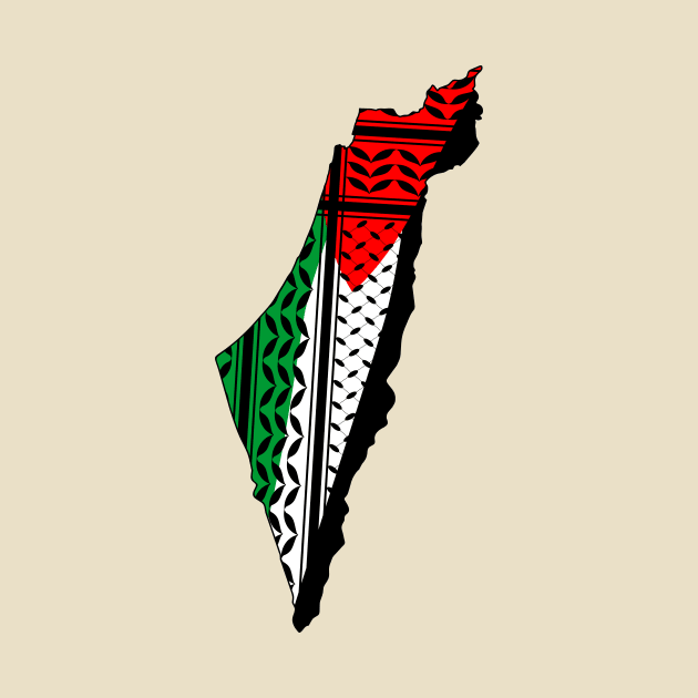 Palestine Map and Flag With Keffiyeh Pattern Design symbol of Resistance and Freedom by BluedarkArt