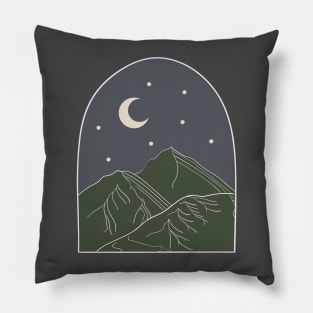 Olive Mountains At Night / Adventure Moon Stars Outdoors Pillow