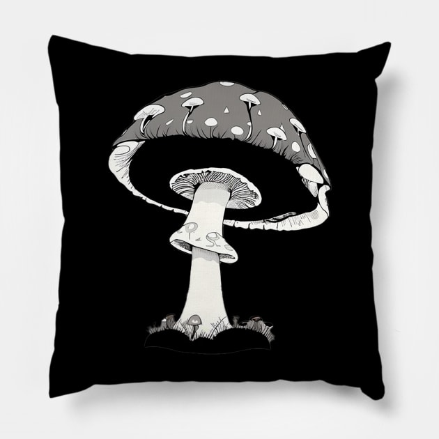 Recursive Mushroom with Mushrooms on It Pillow by CursedContent