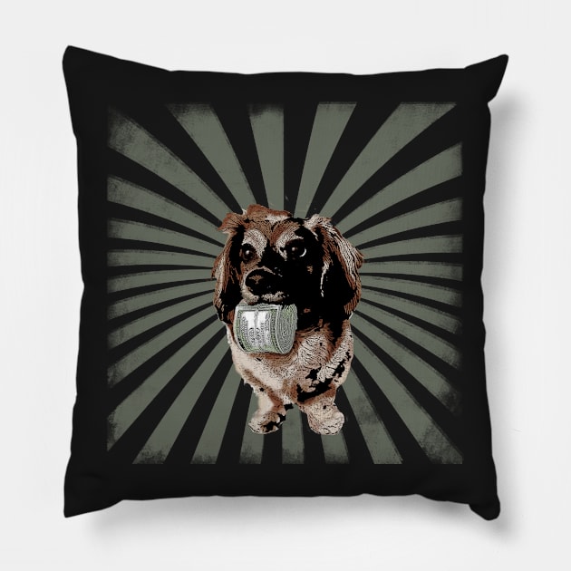 Money Dog Pillow by MosaicTs1