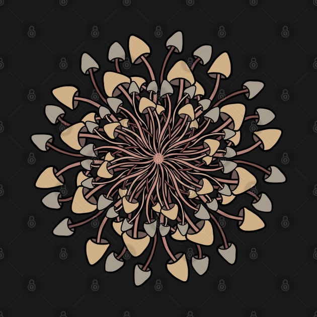 Mushroom Mandala in browns and grey by DaveDanchuk