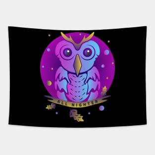 Abstracted Owl All Nighter Cyber Punk Tapestry