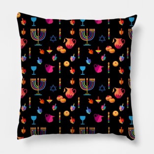 Happy Hanukkah Festival! Jewish Holiday Hanukkah Menorah traditional Chanukah Vintage gold pattern Jerusalem doodle frame Chanukah Decoration, presents and gifts Pillow