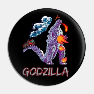 Funny Godzilla - Godzilla Self Burn Pin