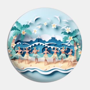 Paper Art Hula Dancers Pin