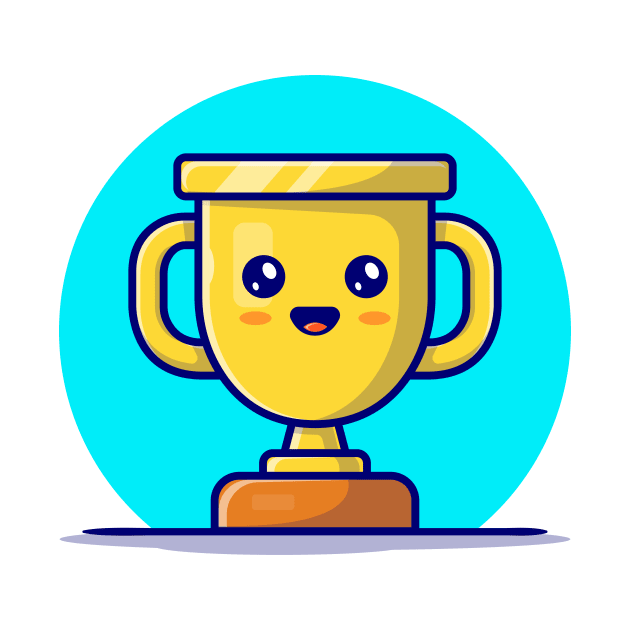 Cute Gold Trophy Cartoon Vector Icon Illustration (2) by Catalyst Labs