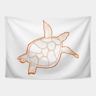 Orange swimming turtle Tapestry