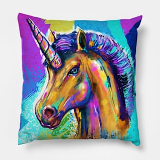 retro unicorn Pillow