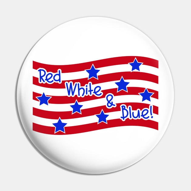 Red White and Blue Patriotic Pin by TreetopDigital