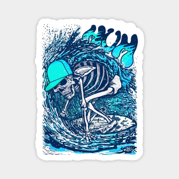 Surfer Skeleton by miskedesign Magnet by miskel