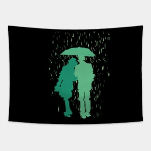 Couple in the rain Tapestry