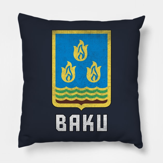 Baku / Azarbaijan \ Retro Faded Style Flag Design Pillow by DankFutura