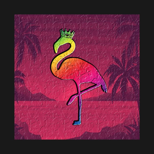 funny flamingo on the beach in pink by KK-Royal