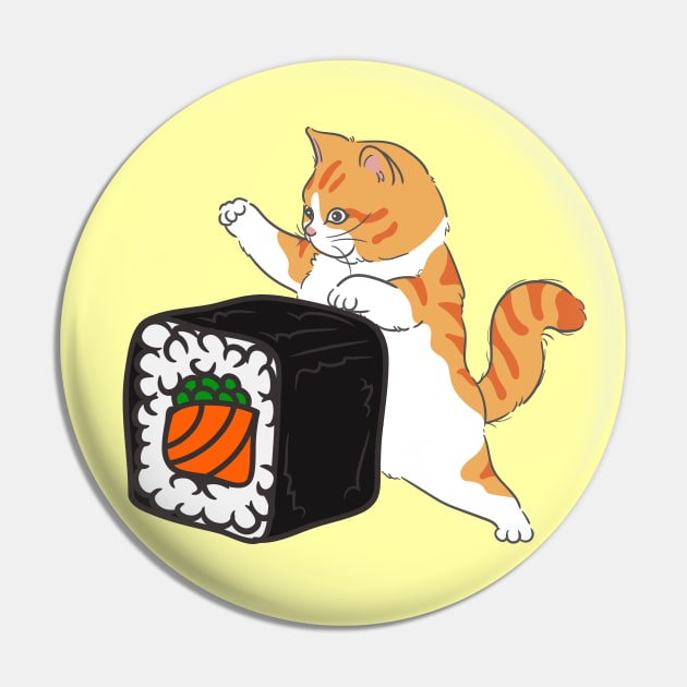 Funny Crazy Foodie Food Lover Sushi Lover Cat Pin by Tina