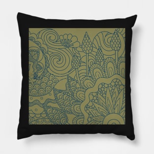 teal and yellow design Pillow