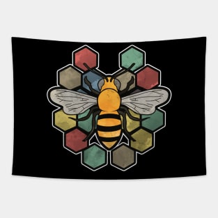 Colourful retro honey bee Tapestry