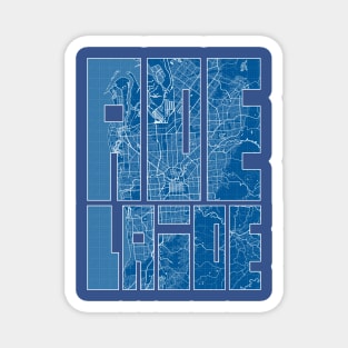 Adelaide, Australia Map Typography - Blueprint Magnet